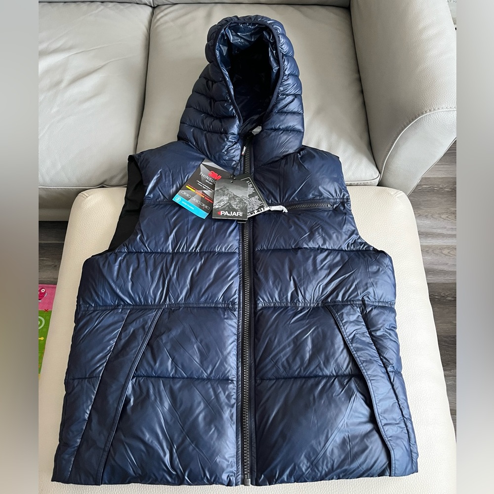 NWT - Pajar Quilted Lightweight Hooded Puffer Vest - Men Size L / Women Size XL